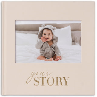 Baby Memory Book & Photo Album - Newborn Scrap Book & Keepsake Diary - Cream (UK)